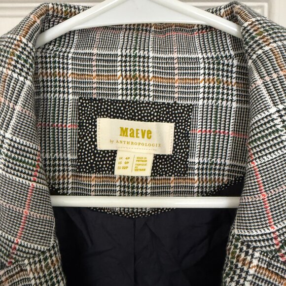 Anthropologie Maeve Lilith Oversized Double Breasted Plaid Blazer 0P - Picture 7 of 14